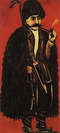 Niko Pirosmanashvili Shepherd in a Sheepskin Cloak on a Red Background oil painting picture